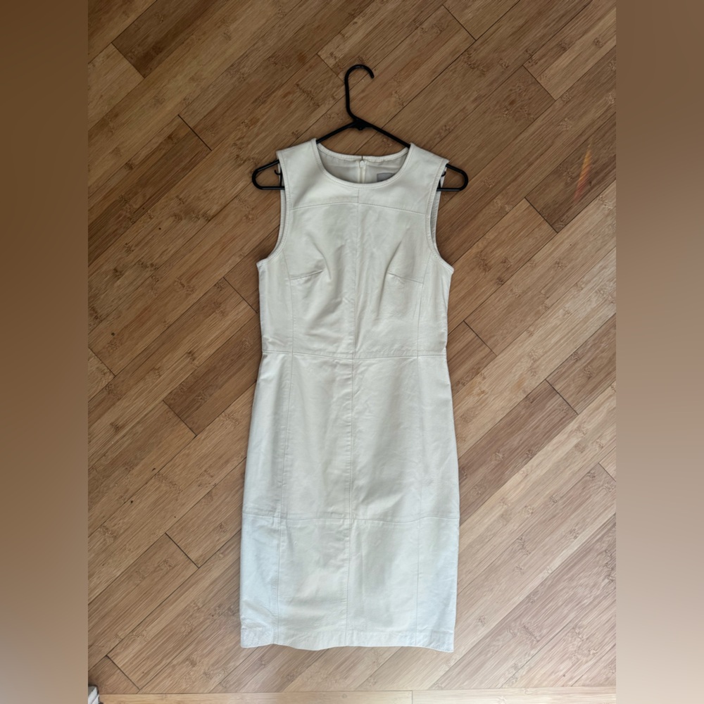 ASOS White Leather Midi Sheath Dress, Size 2
